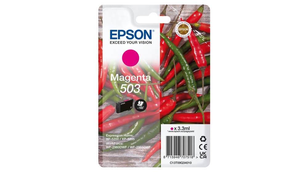 Epson 503 Cartuccia d'Inchiostro Originale Magenta 3,3 ml - Resa Standard 165 Pagine - C13T09Q34010