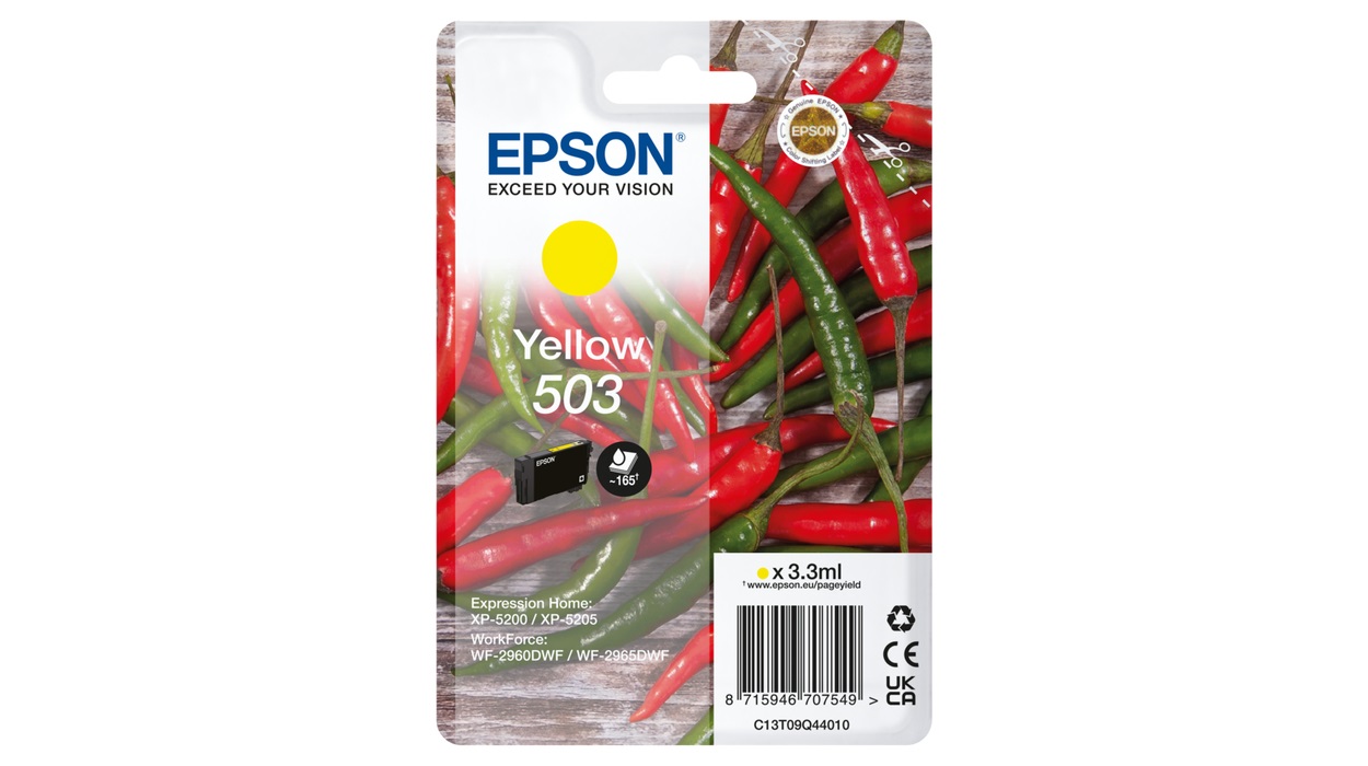 Epson 503 Cartuccia d'Inchiostro Originale Giallo C13T09Q44010 - 3,3 ml, Resa Standard, 165 Pagine, Confezione Singola