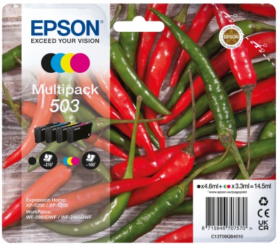 Epson 503 Cartuccia d'Inchiostro Multipack 4 pz Originale Resa Standard Nero, Ciano, Magenta, Giallo - 4,6 ml e 3,3 ml