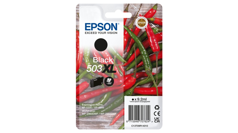 Epson 503XL Cartuccia d'Inchiostro Originale Nero - 9,2 ml, Resa Elevata (~550 Pagine), C13T09R14010