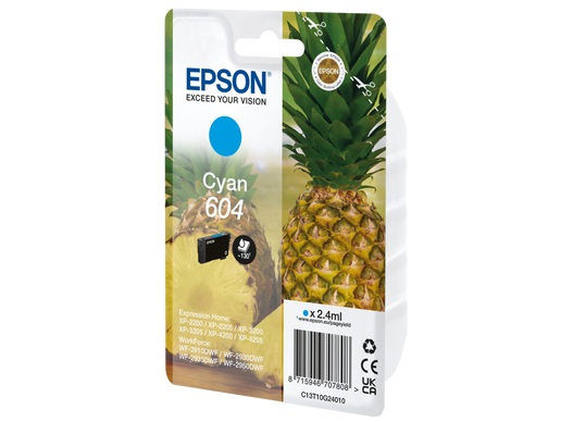 Epson 604 Cartuccia d'Inchiostro Originale Ciano - 2,4 ml, 130 Pagine, C13T10G24010