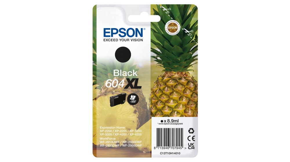 Epson 604XL Cartuccia d'Inchiostro Originale Nero C13T10H14010 - Resa Elevata (XL) 8,9 ml - Fino a 500 Pagine