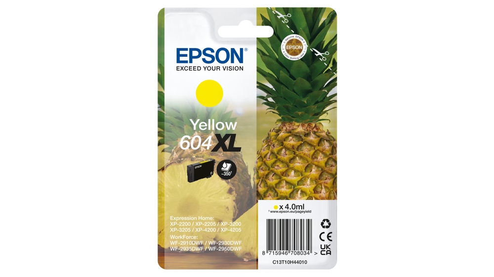 Epson 604XL Cartuccia d'Inchiostro Originale Giallo C13T10H44010 - Resa Elevata (XL) - 4 ml - Fino a 350 Pagine