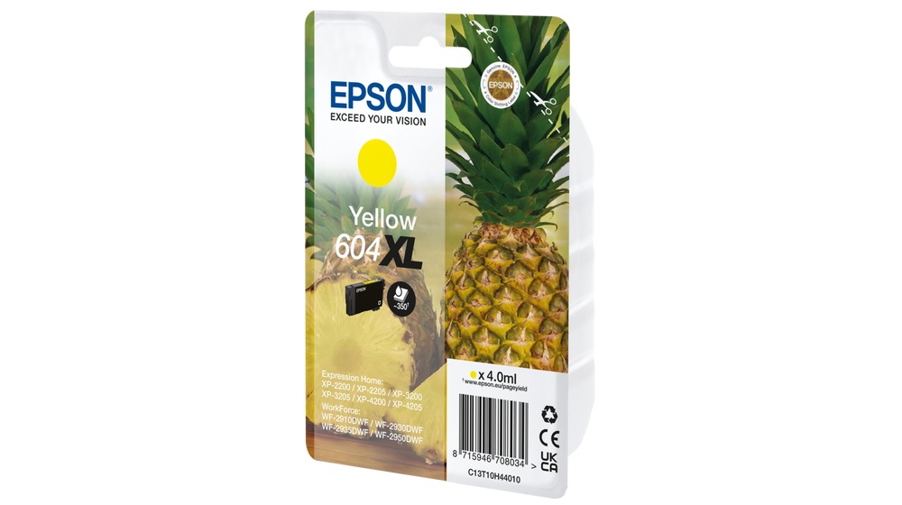 Epson 604XL Cartuccia d'Inchiostro Originale Giallo C13T10H44010 - Resa Elevata (XL) - 4 ml - Fino a 350 Pagine