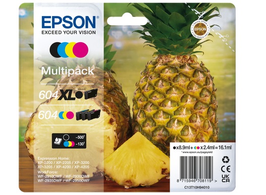 Epson C13T10H94010 604XL Cartuccia d'Inchiostro Originale Resa Elevata (XL) - 4 Pz Nero, Ciano, Magenta, Giallo