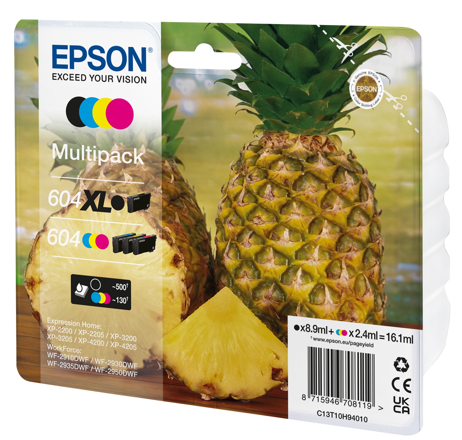 Epson 604XL Cartuccia d'Inchiostro Originale Multipack 4 Colori (Nero, Ciano, Magenta, Giallo) - Resa Elevata (XL) 8,9 ml