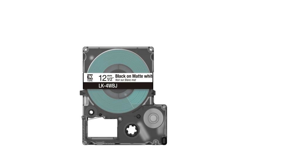 Epson LK-4WBJ Nastro Nero su Bianco, 1,2 cm, Trasferimento Termico, Opaco, Compatibile con LabelWorks LW-C410 e LW-C610