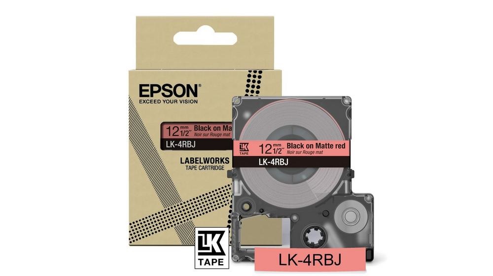 Epson LK-4RBJ Cartuccia a nastro per etichettatura Nero/Rosso, 1,2 cm, Trasferimento termico, Opaco