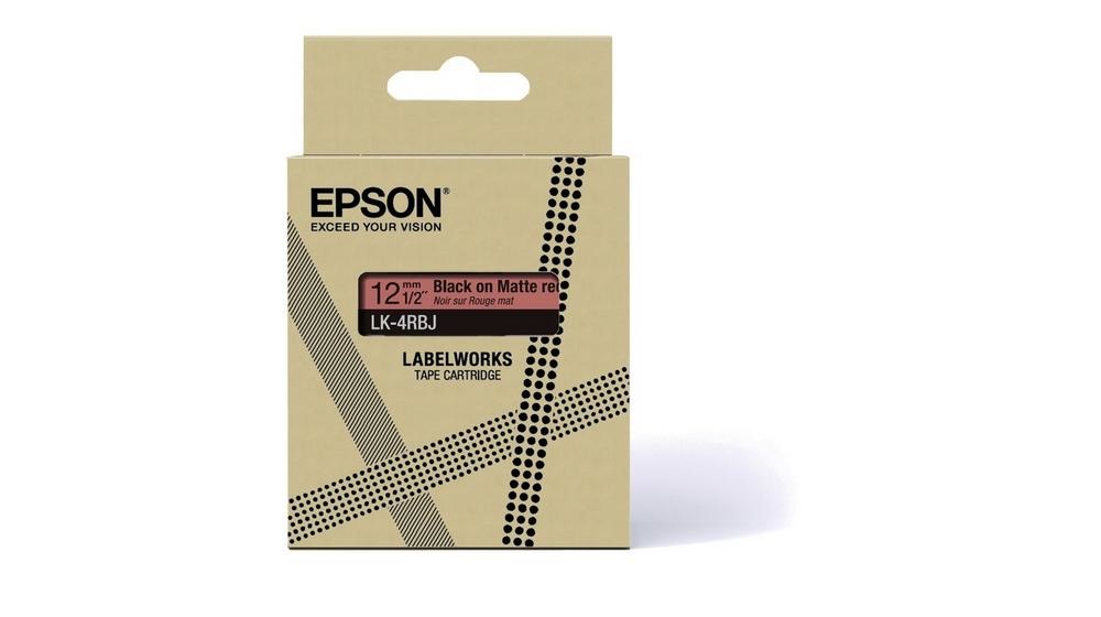 Epson LK-4RBJ Cartuccia a nastro per etichettatura Nero/Rosso, 1,2 cm, Trasferimento termico, Opaco