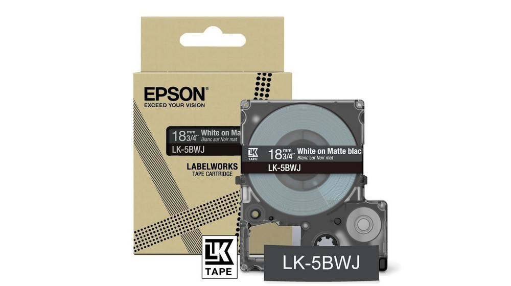 Epson LK-5LBJ Cartuccia a Nastro per Etichettatura Nero e Blu Opaco 18mm - Compatibile con LabelWorks LW-C410 e LW-C610