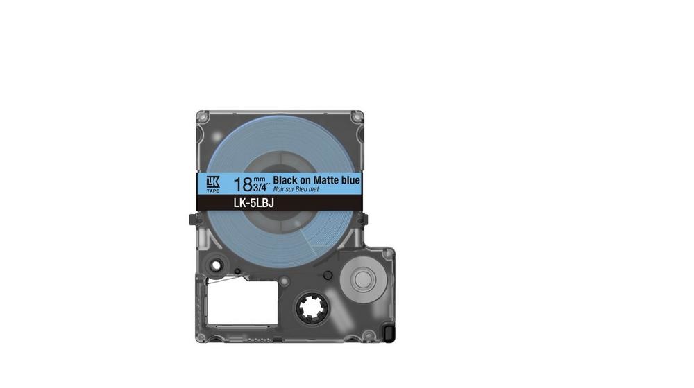 Epson LK-5LBJ Cartuccia a Nastro per Etichettatura Nero e Blu Opaco 18mm - Compatibile con LabelWorks LW-C410 e LW-C610