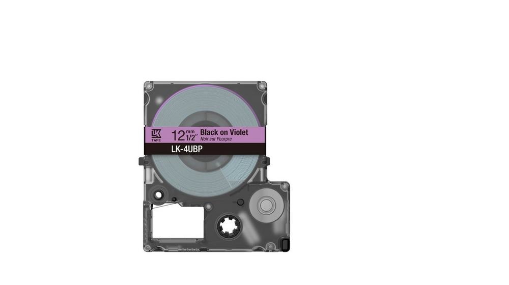 Epson LK-4UBP Nastro Nero su Viola - Compatibile con LabelWorks LW-C410 e LW-C610, 1,2 cm, Trasferimento Termico