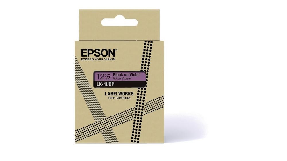 Epson LK-4UBP Nastro Nero su Viola - Compatibile con LabelWorks LW-C410 e LW-C610, 1,2 cm, Trasferimento Termico
