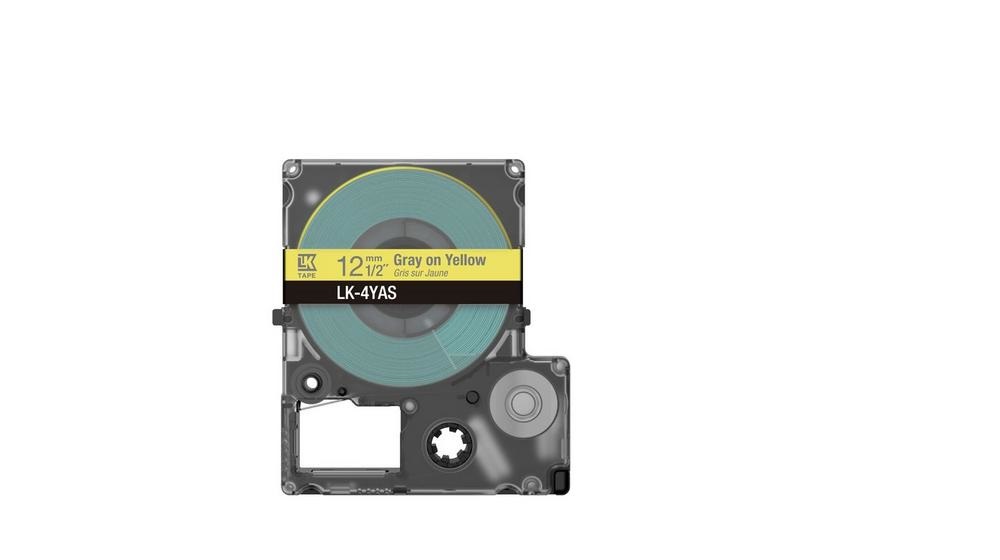Epson LK-4YAS Nastro Grigio e Giallo - Compatibile con LabelWorks LW-C410 e LW-C610, Larghezza 1,2 cm