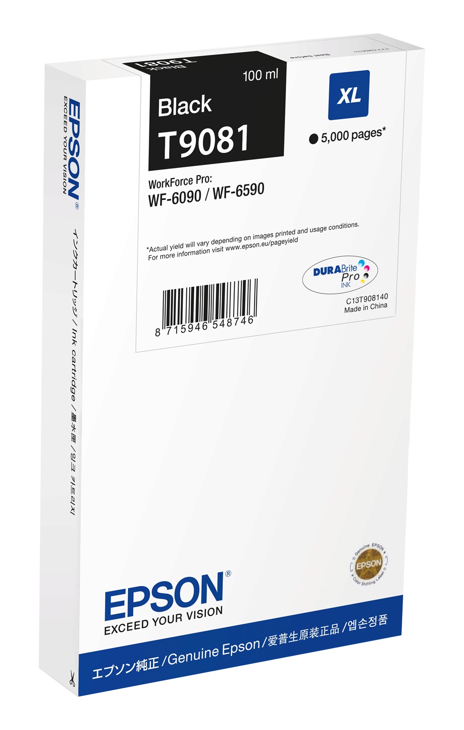 Epson C13T90814N Cartuccia d'Inchiostro Nero Originale Resa Elevata (XL) 100 ml - 5000 Pagine