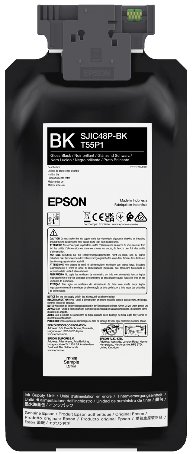 Epson SJIC48P-BK Cartuccia d'Inchiostro Originale Nera 480 ml per Stampante ColorWorks C8000e