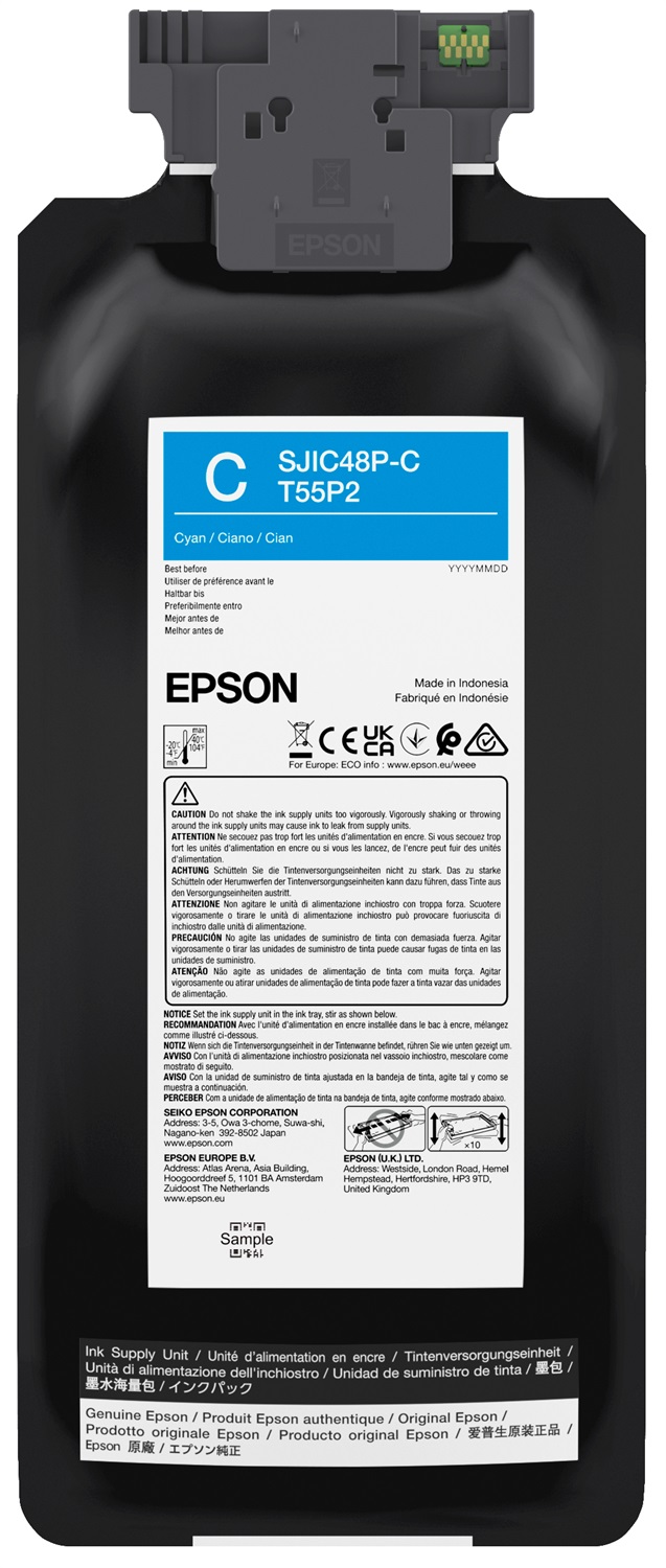 Epson SJIC48P-C Cartuccia d'Inchiostro Originale Ciano 480ml per ColorWorks C8000e