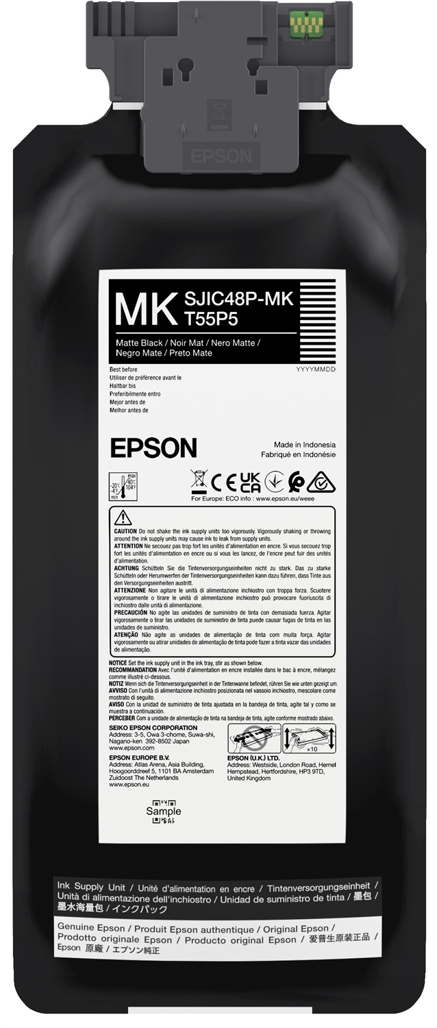 Epson SJIC48P-MK Cartuccia d'Inchiostro Originale Nero Opaco 480 ml per ColorWorks C8000e - 1 pz
