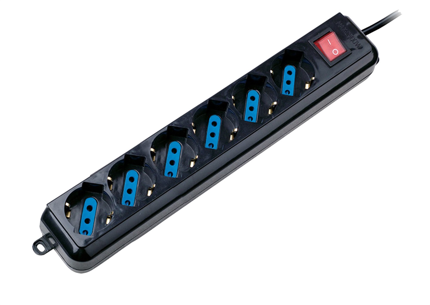 Ewent Multipresa 6 Prese Schuko con Interruttore e Protezione da Sovratensione - Colore Nero
