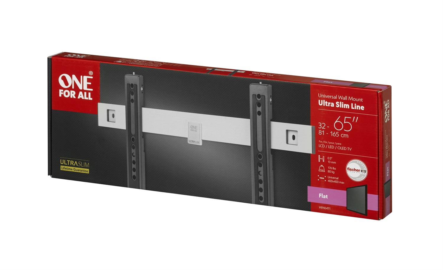 One For All WM6411 Supporto a Parete Ultraslim per TV da 32 a 65 pollici con Distanza dal Muro di 13 mm