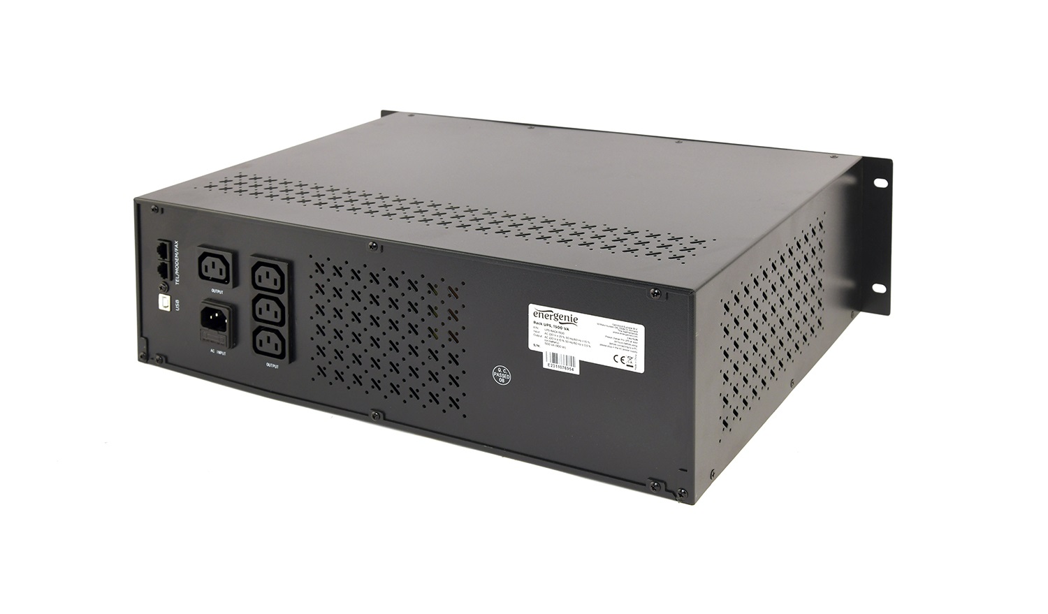 Gembird Gruppo di Continuità Interattivo UPS Rack 19'' 1500VA 900W con 4 Uscite IEC 230V, Ingresso IEC14, RJ11, USB e Display LCD