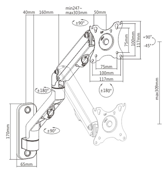 Gembird MA-WA1-02 Supporto da Tavolo per TV a Schermo Piatto 17-27