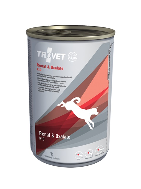 Trovet Renal & Oxalate Cibo Umido per Cani Adulto - Pollo e Salmone - 400 g - Alimento Dietetico Completo per Insufficienza Renale e Calcoli di Ossalato
