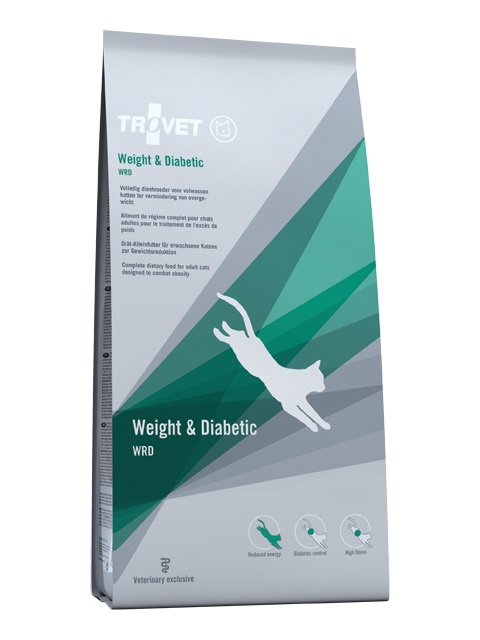 TROVET Weight & Diabetic WRD - Cibo per gatti adulti 3 kg, Dietetico per obesità e diabete