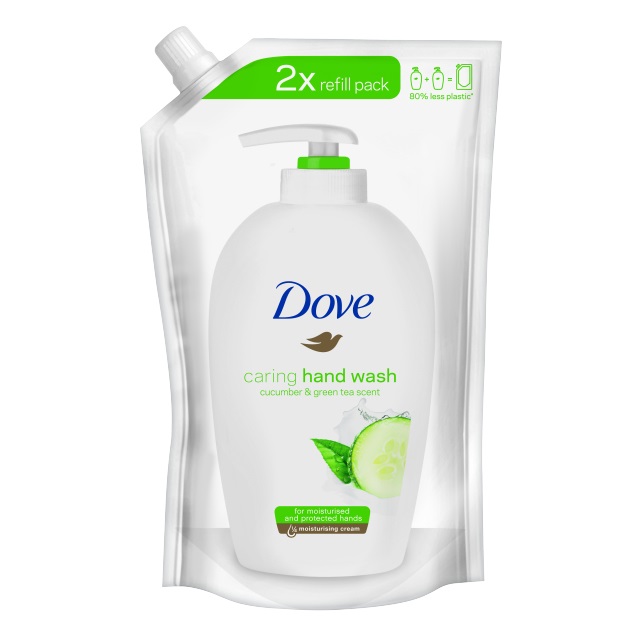 Dove Go Fresh Cucumber & Green Tea Hand Wash 500 ml - Sapone liquido idratante con ¼ di crema, formula biodegradabile e profumo rinfrescante
