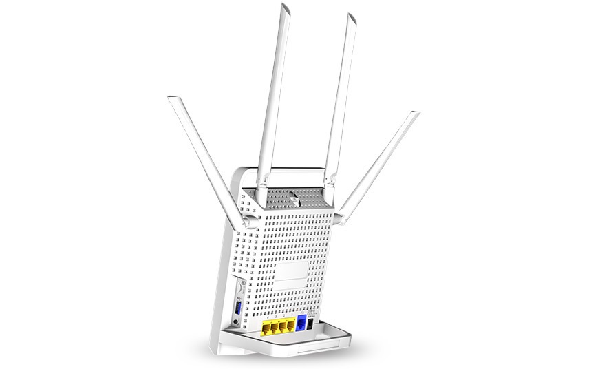 Strong Router Wifi 1200 - Dual Band, 4 Porte Ethernet, 4 Antenne, Porta USB e Slot Micro SD, Installazione Immediata, Bianco