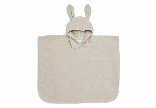 Jollein Poncho Asciugamano da Bagno Beige con Cappuccio e Orecchie, 65 x 62 cm, per Bambini da 1 a 4 Anni