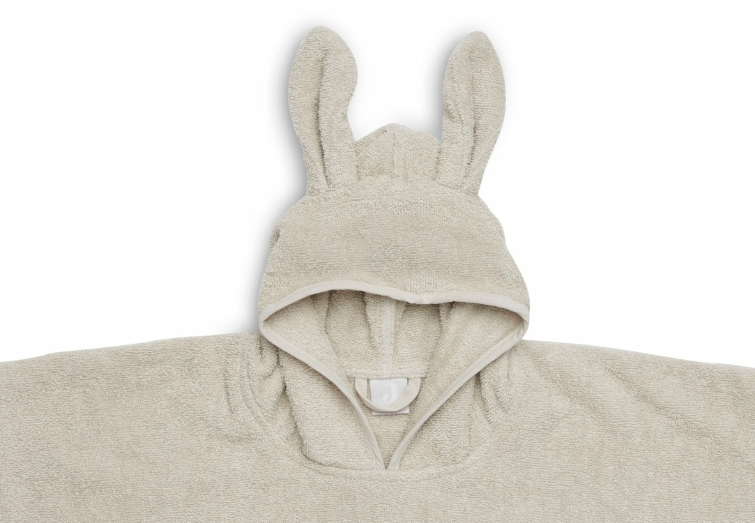 Jollein Poncho Asciugamano da Bagno Beige con Cappuccio e Orecchie, 65 x 62 cm, per Bambini da 1 a 4 Anni