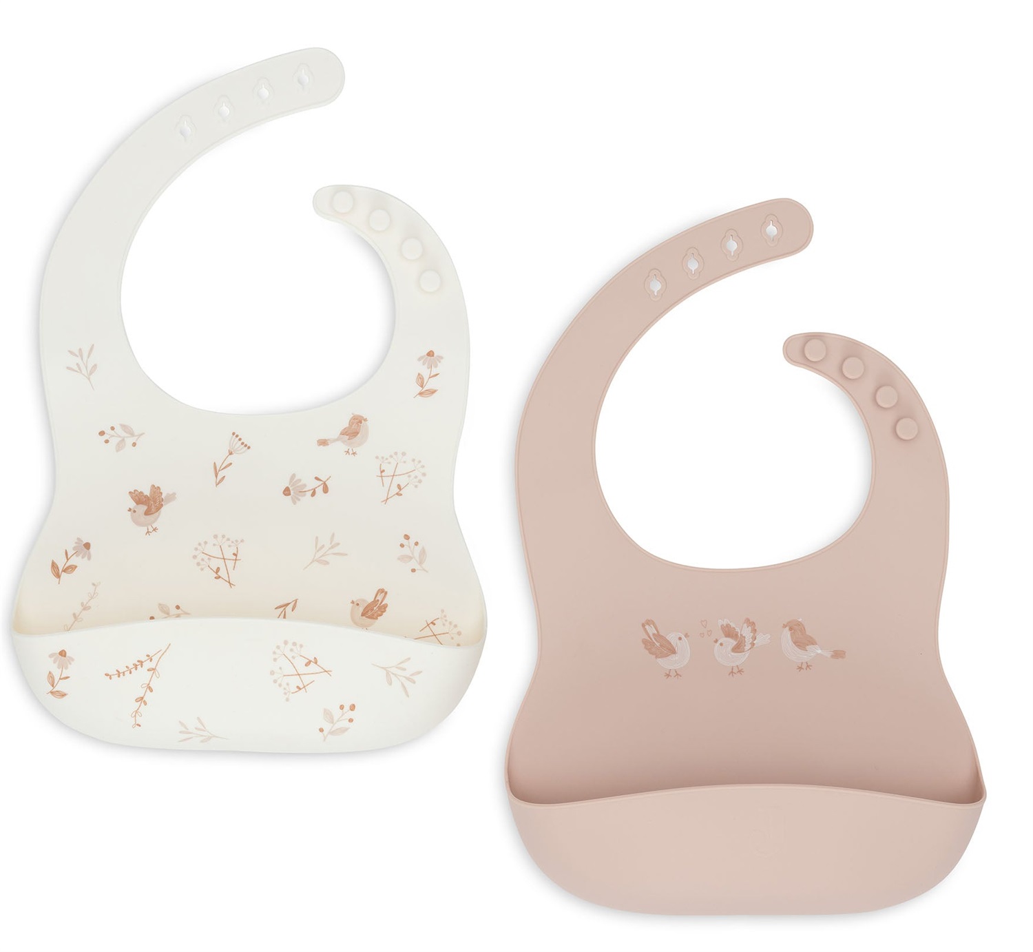 JOLLEIN Bavaglini in Silicone Flessibile - Set da 2 Pezzi con Tasca Raccogli-Briciole e Chiusura Regolabile, Facili da Pulire e Sicuri per i Bambini