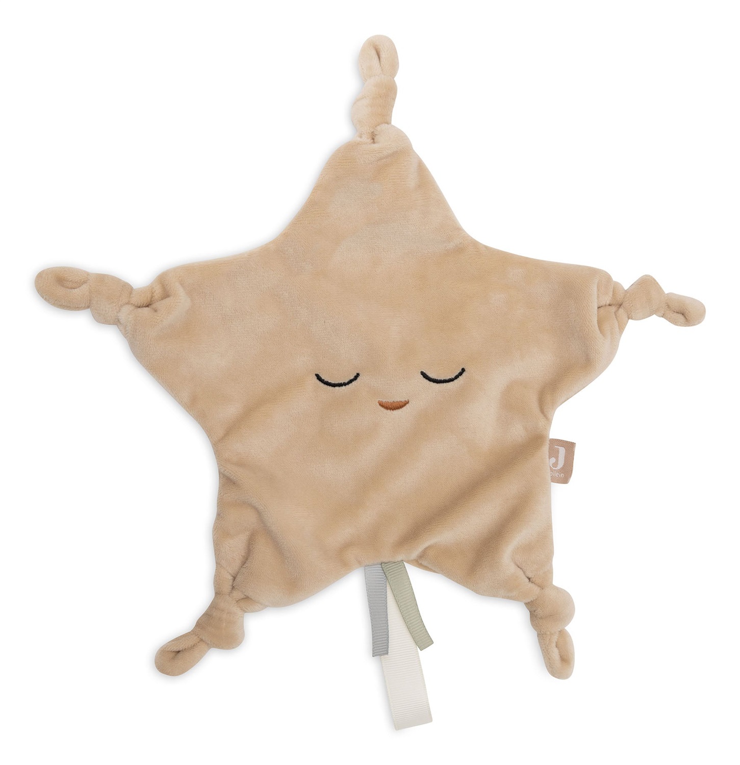 Jollein Panno per le Coccole Little Star Biscuit - Morbido Doudou Beige con Portaciuccio per Neonati
