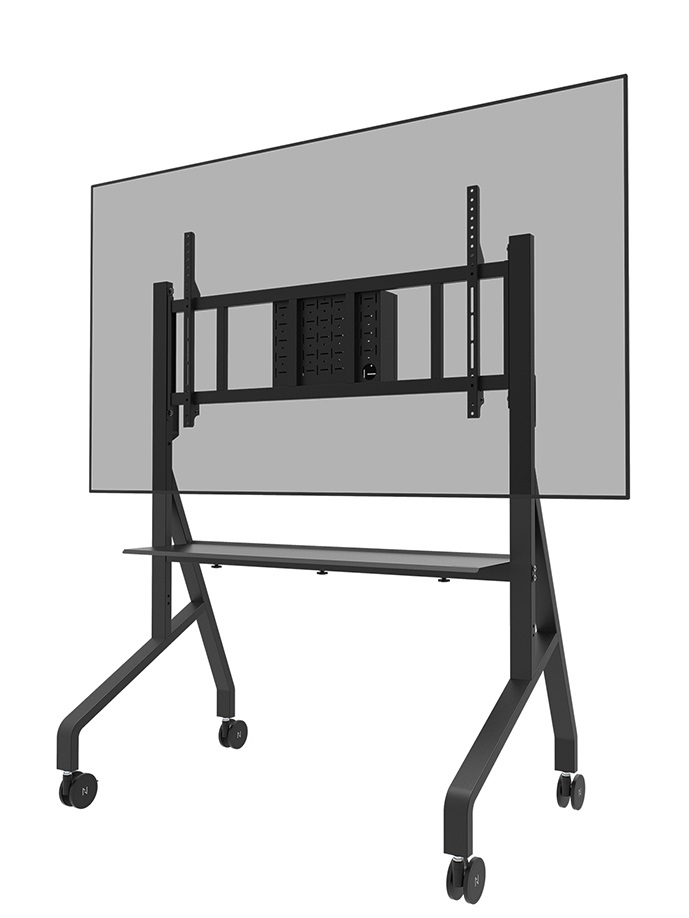 Neomounts FL50-575BL1 Supporto Mobile da Pavimento per Schermi da 65-110'' - Nero, Capacità 125 kg, Altezza Regolabile