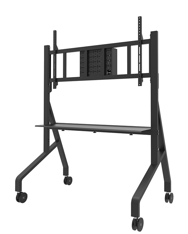 Neomounts FL50-575BL1 Supporto Mobile da Pavimento per Schermi da 65-110'' - Nero, Capacità 125 kg, Altezza Regolabile