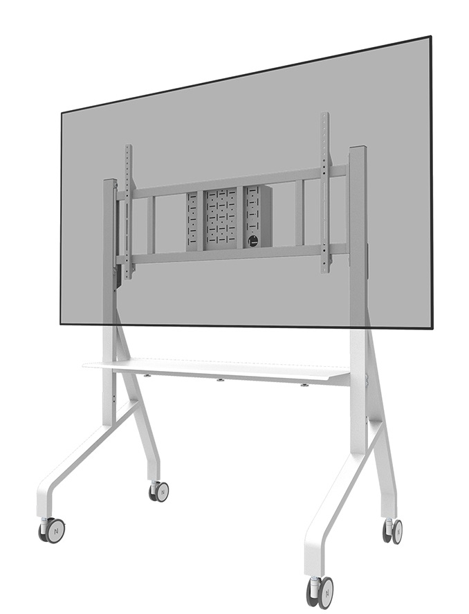 Neomounts FL50-575WH1 Supporto Mobile da Pavimento per Schermi da 65-110'' Bianco - Capacità 125 kg, Altezza Regolabile, Certificato TÜV