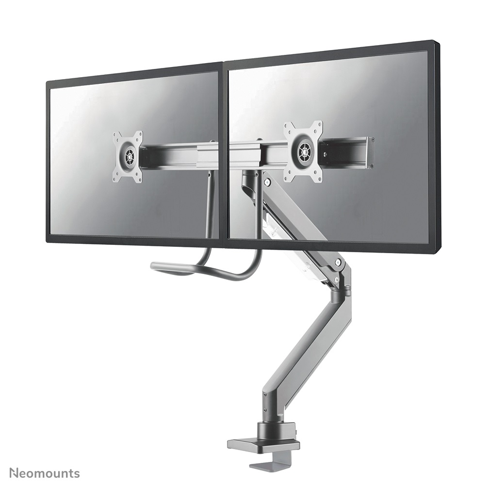 Neomounts Braccio da Scrivania per Monitor NM-D775DXSILVER - Supporta Fino a 2 Monitor da 32