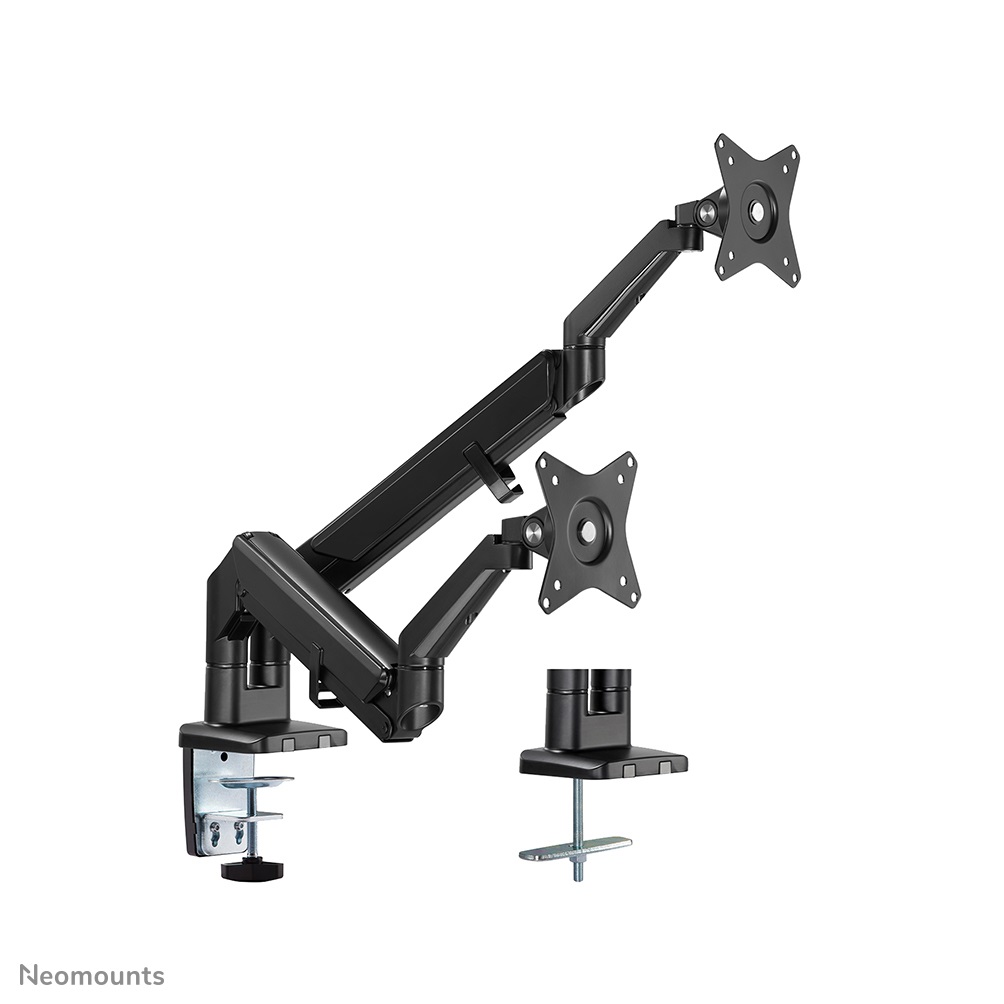 Neomounts DS70-810BL2 Supporto da Scrivania Full Motion per Due Monitor 17-32'' - Capacità 9 kg per Schermo, Inclinazione 90°, Rotazione 360°, Oscillazione 180°