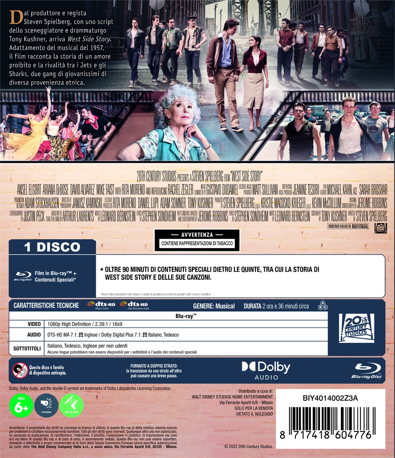 20th Century Fox West Side Story (2021) Blu-ray - Musical con Ansel Elgort, Ariana DeBose, David Alvarez, Rachel Zegler - Nuovo