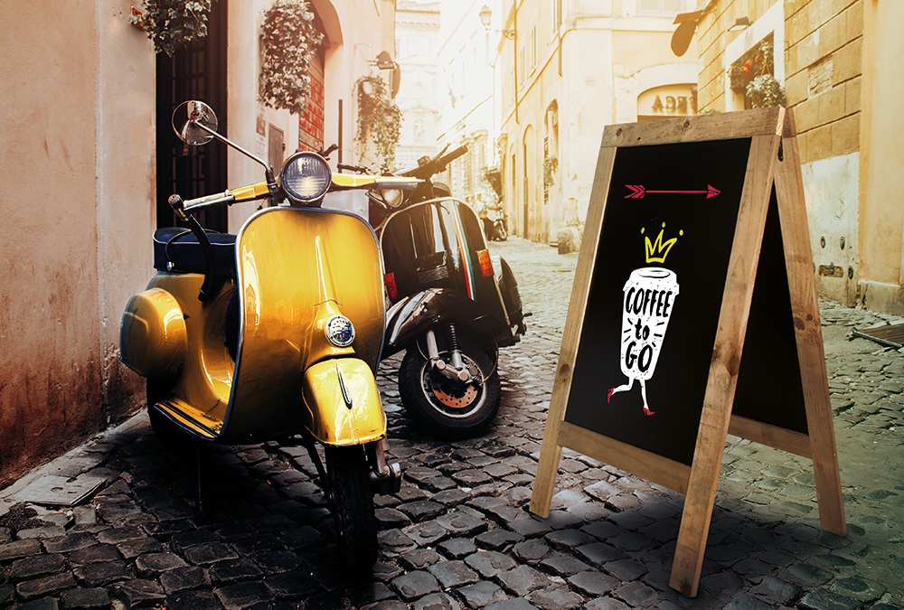 Securit Lavagna Sandwich Bifacciale in Legno Naturale - 131 x 72,7 x 72 cm - Resistente agli Agenti Atmosferici