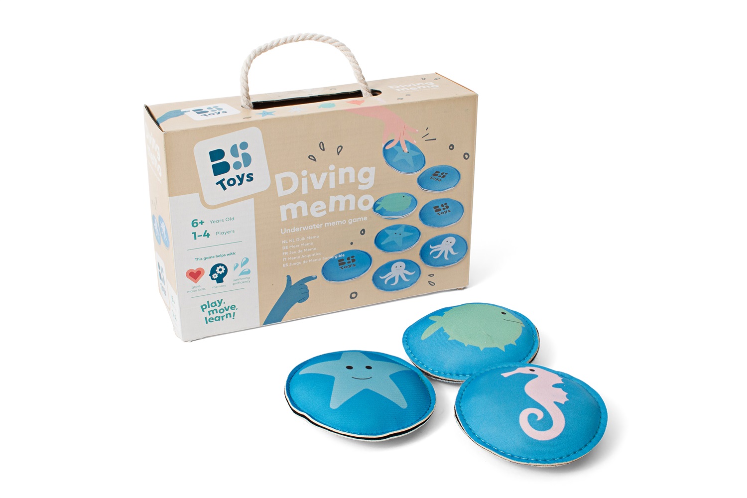 BS Toys Gioco Memo Subacqueo in Neoprene - 12 Pezzi da 9,5 cm per Bambini dai 6 Anni - Ideale per Piscina e Mare