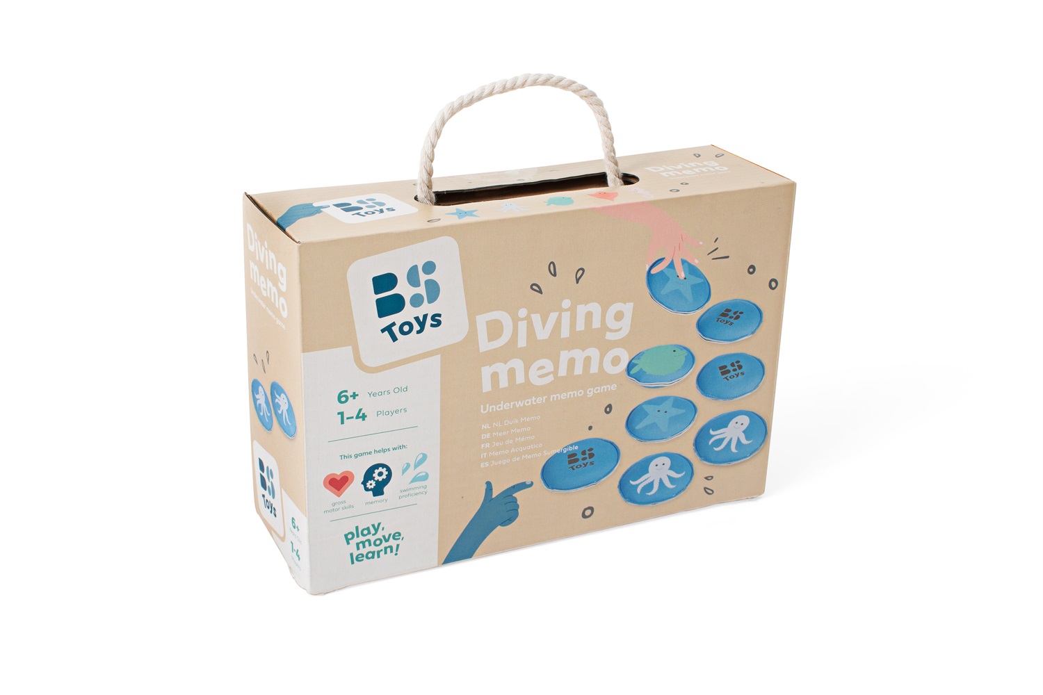BS Toys Gioco Memo Subacqueo in Neoprene - 12 Pezzi da 9,5 cm per Bambini dai 6 Anni - Ideale per Piscina e Mare