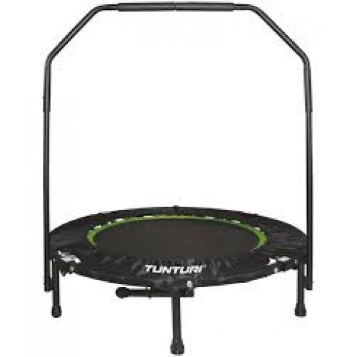 Tunturi Trampolino Fitness Pieghevole con Barra di Stabilità - 104 x 104 x 110 cm, Diametro 100 cm, Peso Max Utente 135 kg