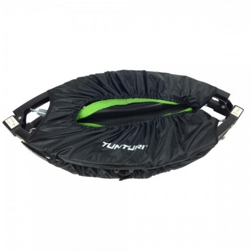 Tunturi Trampolino Fitness Pieghevole con Barra di Stabilità - 104 x 104 x 110 cm, Diametro 100 cm, Peso Max Utente 135 kg