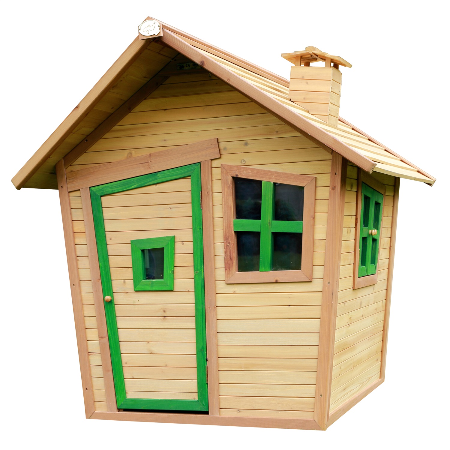 AXI Casetta In Legno Alice - Design Fiabesco con Porte e Finestre Storte - Marrone/Verde
