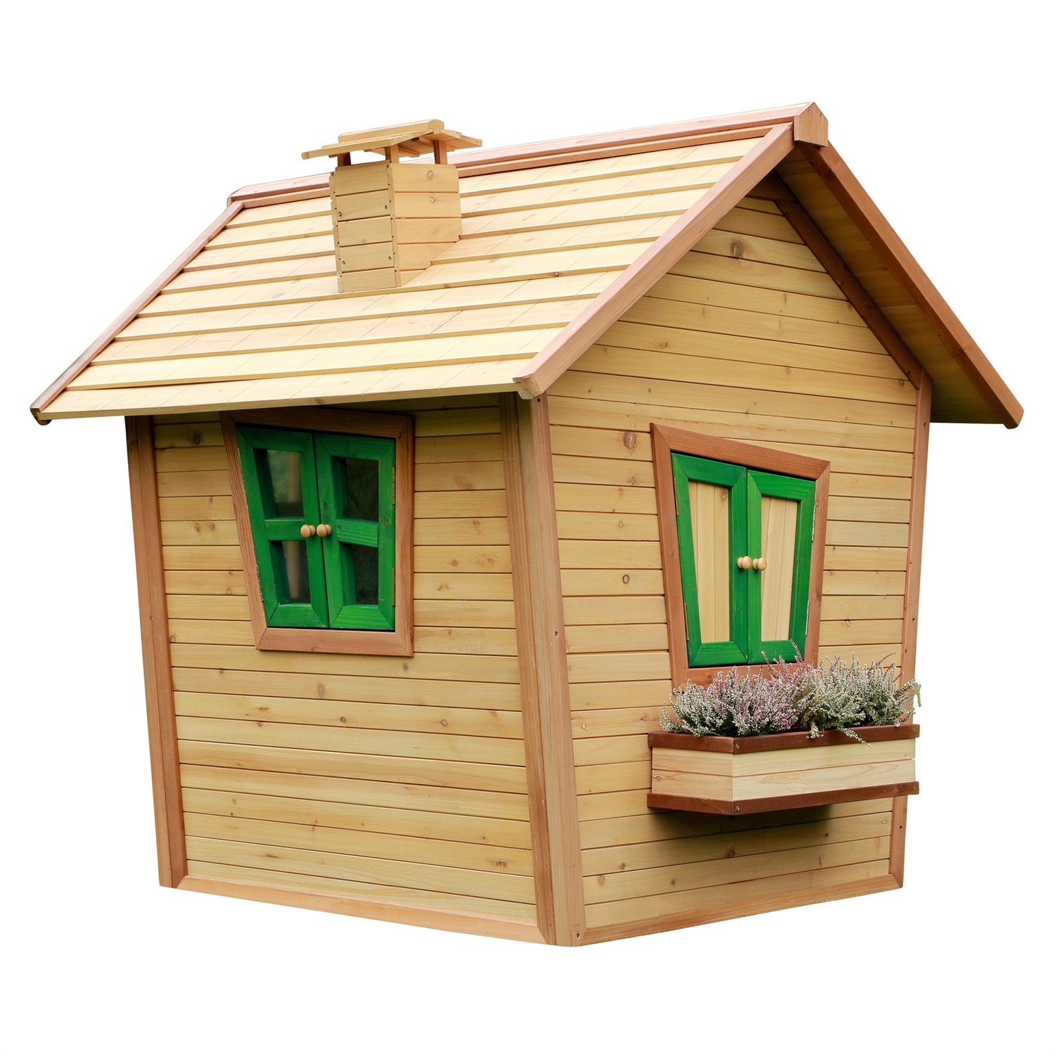 AXI Casetta In Legno Alice - Design Fiabesco con Porte e Finestre Storte - Marrone/Verde