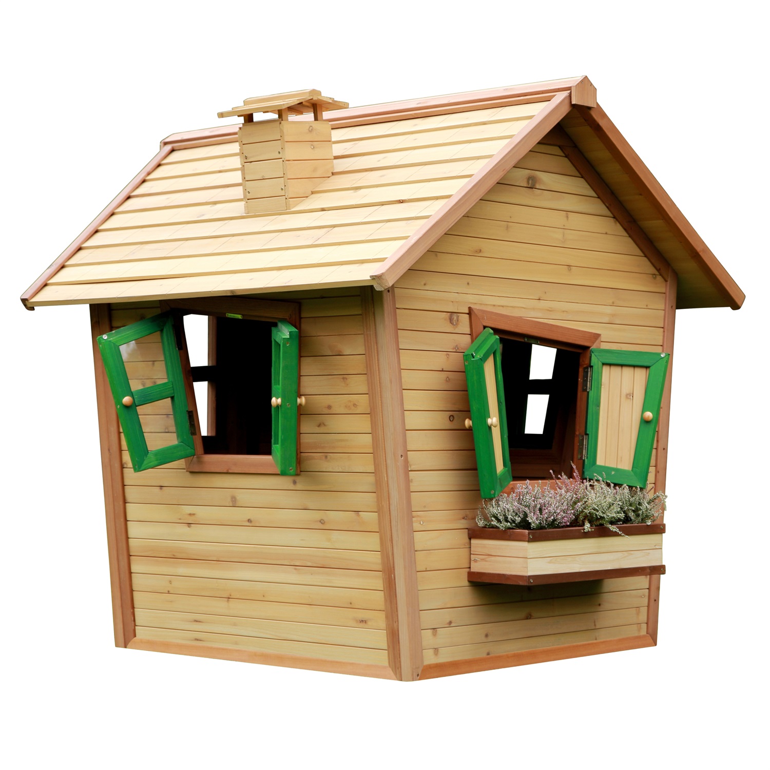 AXI Casetta In Legno Alice - Design Fiabesco con Porte e Finestre Storte - Marrone/Verde