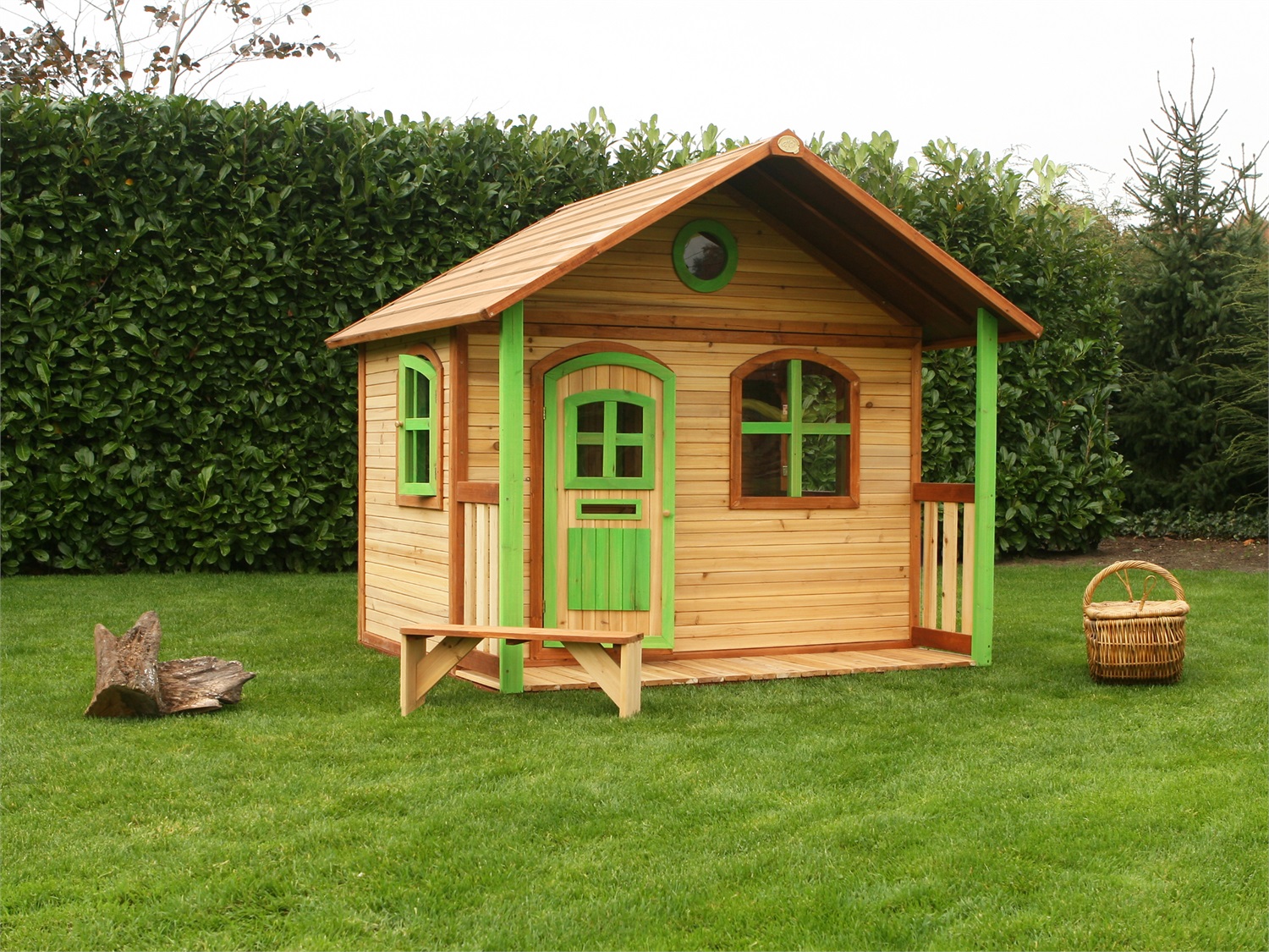 AXI Casetta Gioco in Legno Milan con Verandina - Casetta da Giardino per Bambini in Marrone e Verde