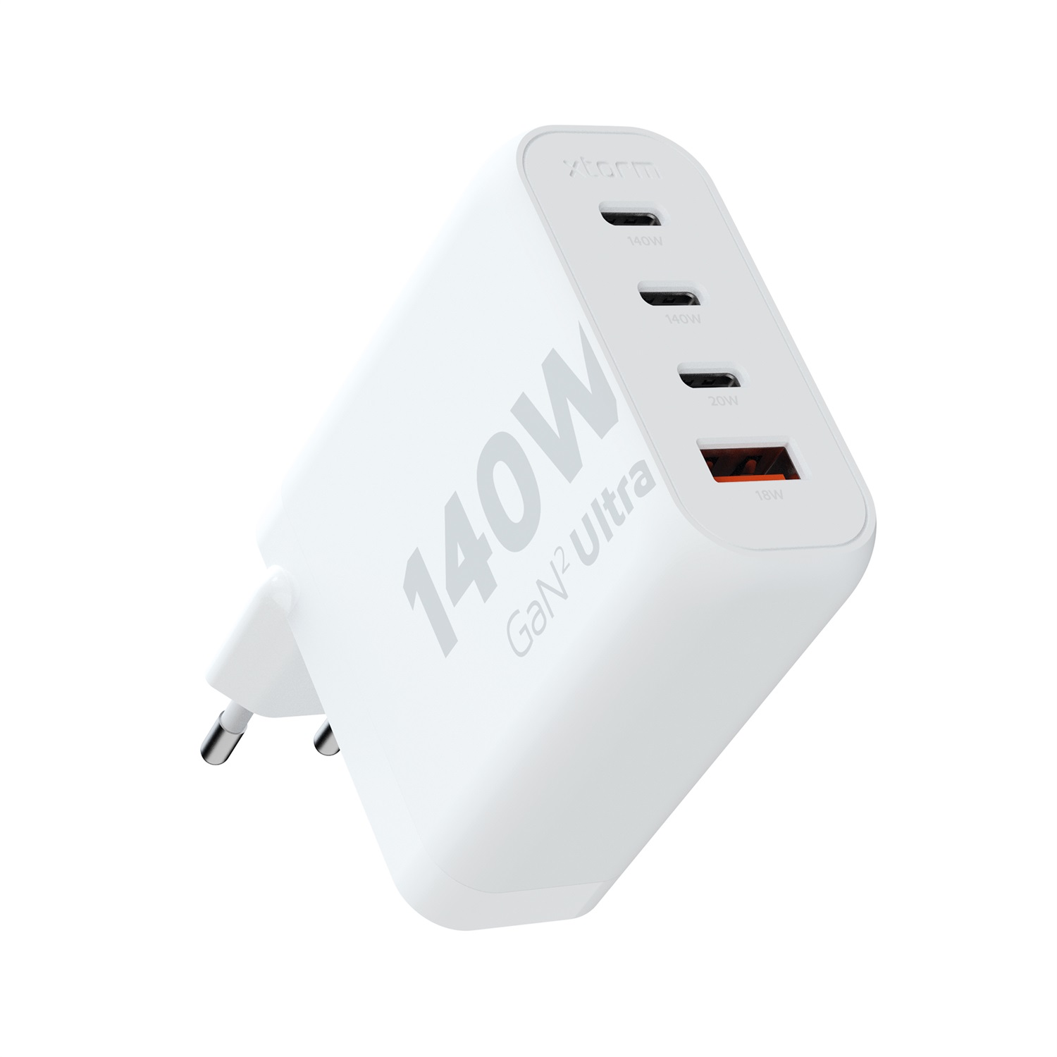 Xtorm GaN2-Ultra - Caricatore domestico 140W con 4 porte, tecnologia GaN, Power Delivery e Quick Charge, compatibile con smartphone, tablet e laptop, colore Bianco